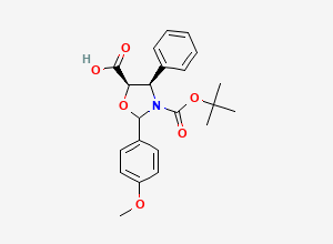 Two-dimensional chemical structure of (4R,5R)-3-tert-Butoxycarbonyl-2-(4-anisyl)-4-phenyl-5-oxazolidinecarboxylic Acid