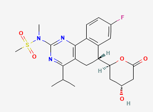 Two-dimensional chemical structure of Rosuvastatin (6R)-Lactone Impurity, CAS 854898-46-7