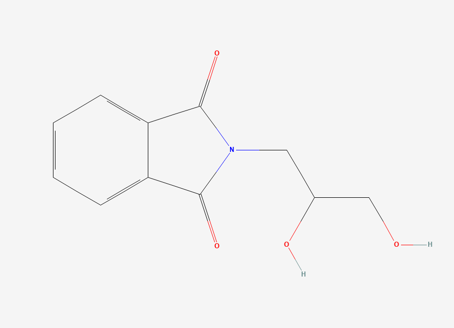 Two-dimensional chemical structure of 2-(2,3-Dihydroxypropyl)-1H-isoindole-1,3(2H)-dione, CAS 62457-35-6