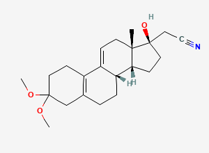 Two-dimensional chemical structure of 2-[(8S,13S,14R,17R)-17-hydroxy-3,3-dimethoxy-13-methyl-1,2,4,6,7,8,12,14,15,16-decahydrocyclopenta[a]phenanthren-17-yl]acetonitrile