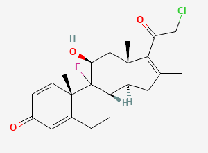 Two-dimensional chemical structure of (8S,10S,11S,13S,14S)-17-(2-Chloroacetyl)-9-fluoro-11-hydroxy-10,13,16-trimethyl-7,8,11,12,14,15-hexahydro-6H-cyclopenta[a]phenanthren-3-one