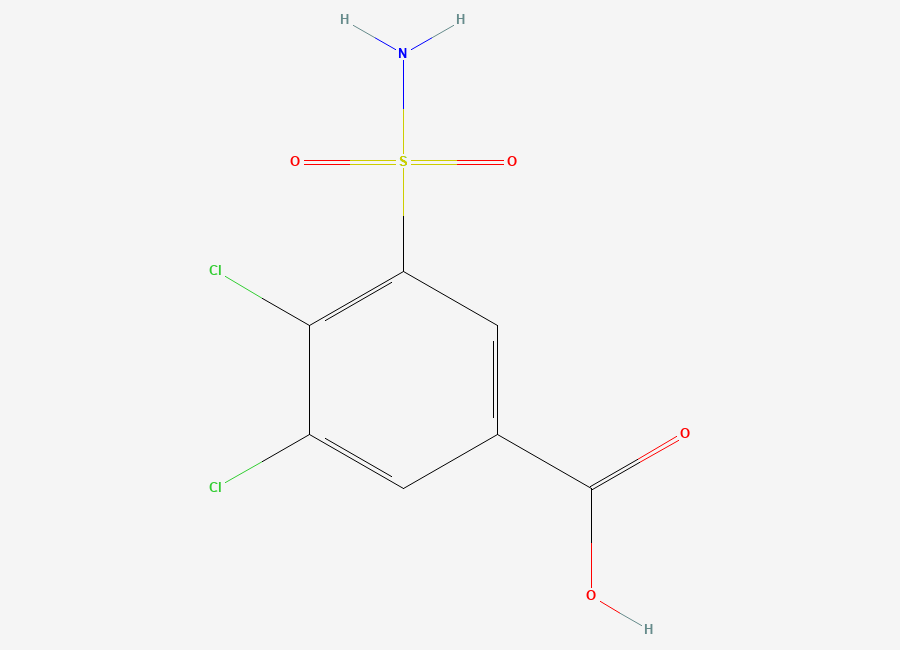 Two-dimensional chemical structure of 3,4-Dichloro-5-sulfamoylbenzoic acid