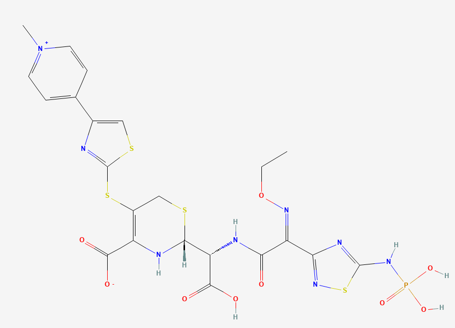 Two-dimensional chemical structure of Ceftaroline Fosamil Impurity 3, CAS 1286218-63-0