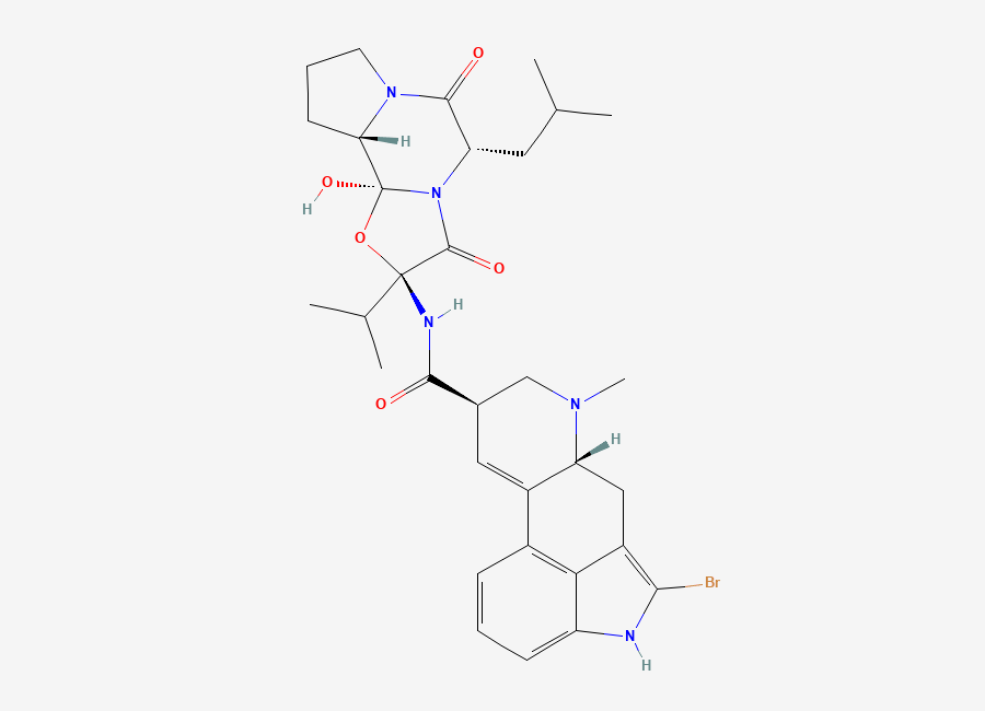 Two-dimensional chemical structure of Bromocriptine EP Impurity F / (2′S)-2-bromo-α-ergocryptine, CAS 82773-21-5