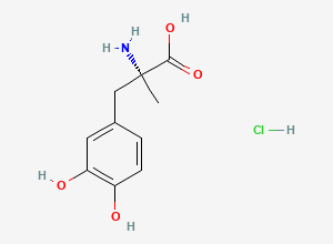 Two-dimensional chemical structure of (R)-2-Amino-3-(3,4-dihydroxyphenyl)-2-methylpropanoic acid hydrochloride