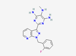 Two-dimensional chemical structure of Riociguat N-Desmethoxylcarbonyl Impurity, CAS 1702271-98-4