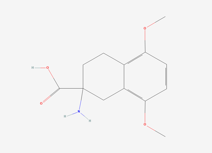 Two-dimensional chemical structure of 2-Amino-5,8-dimethoxy-1,2,3,4-tetrahydronaphthalene-2-carboxylic acid