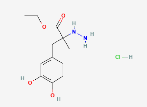 Two-dimensional chemical structure of Carbidopa EP Impurity F(HCl)/Carbidopa Ethyl Ester HCl, CAS 96115-88-7