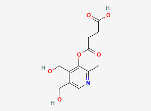 Two-dimensional chemical structure of 4-[[4,5-Bis(hydroxymethyl)-2-methyl-3-pyridinyl]oxy]-4-oxobutanoic acid, CAS 96181-47-4