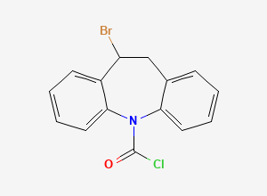 Two-dimensional chemical structure of 10-Bromo-10,11-dihydro-5H-dibenzo[b,f]azepine-5-carbonyl Chloride, CAS 33948-20-8