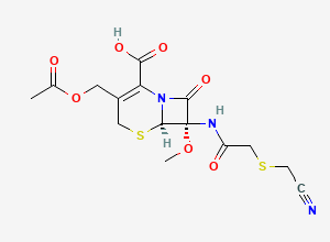 Two-dimensional chemical structure of 7-[[[(Cyanomethyl)thio]acetyl]amino]-7-methoxy Cephalosporanic Acid, CAS 56796-16-8