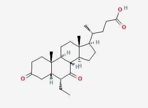 Two-dimensional chemical structure of (5b,6a)-6-Ethyl-3,7-dioxo-cholan-24-oic Acid