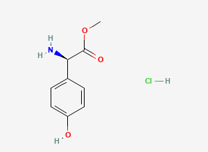 Two-dimensional chemical structure of Methyl (2R)-amino(4-hydroxyphenyl)acetate--hydrogen chloride (1/1)
