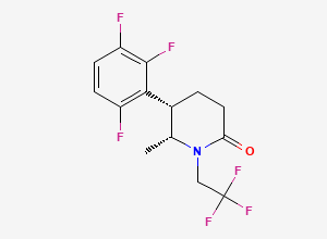 Two-dimensional chemical structure of (5S,6R)-6-methyl-1-(2,2,2-trifluoroethyl)-5-(2,3,6-trifluorophenyl)piperidin-2-one