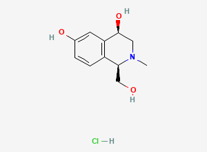 Two-dimensional chemical structure of (1R,4R)-4,6-Dihydroxy-1-(hydroxymethyl)-N-methyl-1,2,3,4-tetrahydroisoquinoline Hydrochloride, CAS 2575516-68-4