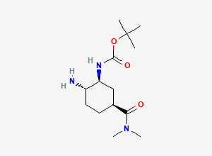 Two-dimensional chemical structure of tert-Butyl ((1S,2S,5S)-2-amino-5-(dimethylcarbamoyl)cyclohexyl)carbamate, CAS 2081883-52-3
