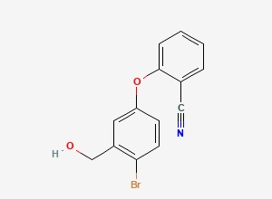 Two-dimensional chemical structure of 2-[4-Bromo-3-(hydroxymethyl)phenoxy]-benzonitrile, CAS 906673-58-3