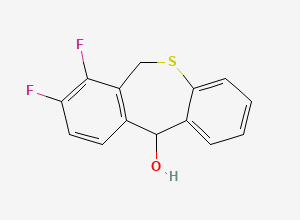 Two-dimensional chemical structure of 7,8-difluoro-6,11-dihydrodibenzo[b,e]thiepin-11-ol, CAS 1985607-83-7
