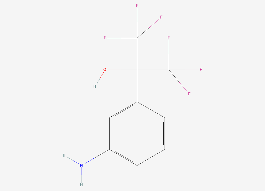 Two-dimensional chemical structure of 2-(3-Aminophenyl)-1,1,1,3,3,3-hexafluoropropan-2-ol