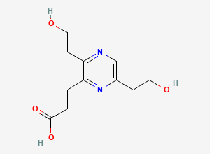 Two-dimensional chemical structure of Clavulanate Potassium EP Impurity B / Pyrazinediethanol Propionic Acid, CAS 96681-85-5