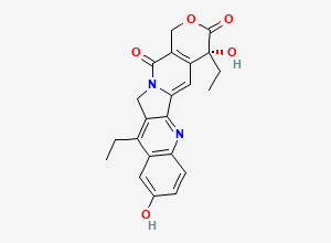 Two-dimensional chemical structure of (19R)-10,19-Diethyl-7,19-dihydroxy-17-oxa-3,13-diazapentacyclo[11.8.0.02,11.04,9.015,20]henicosa-1(21),2,4(9),5,7,10,15(20)-heptaene-14,18-dione