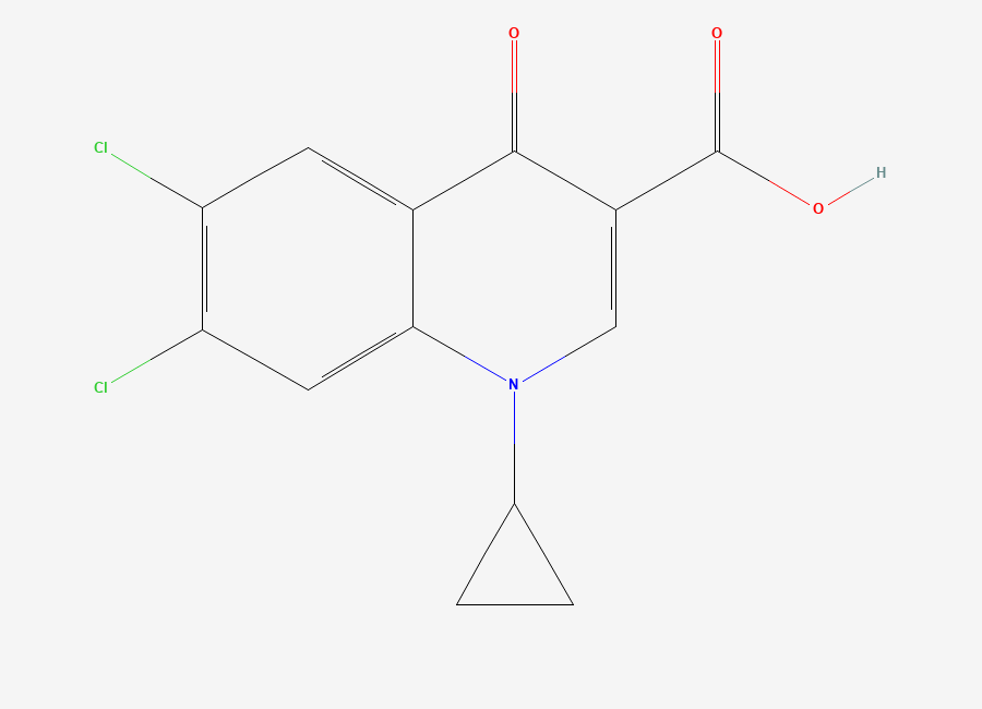 Two-dimensional chemical structure of Ciprofloxacin Chloro Analog Acid, CAS 93107-31-4