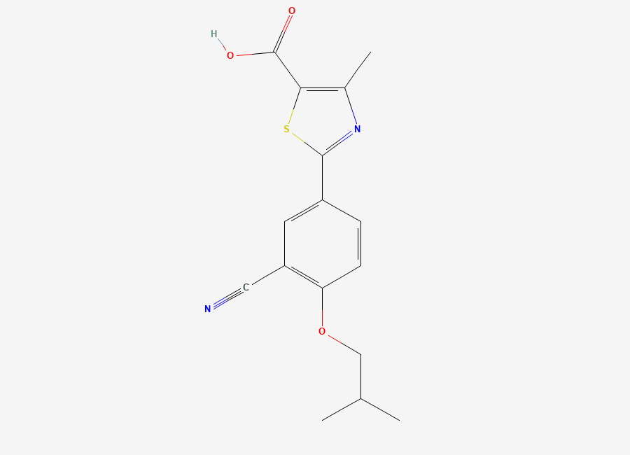 Two-dimensional chemical structure of Febuxostat, CAS 144060-53-7