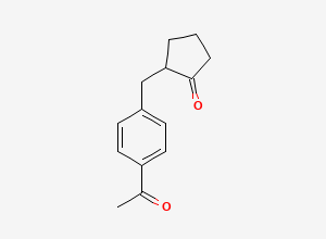 Two-dimensional chemical structure of Loxoprofen Impurity I / 2-(4-Acetylbenzyl)cyclopentanone, CAS 96824-28-1