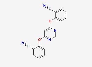 Two-dimensional chemical structure of 2,2'-(Pyrimidine-4,6-diylbis(oxy))dibenzonitrile, CAS 2184107-36-4