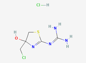 Two-dimensional chemical structure of 2-(4-(chloromethyl)-4-hydroxy-4,5-dihydrothiazol-2-yl)guanidine hydrochloride, CAS 95907-33-8
