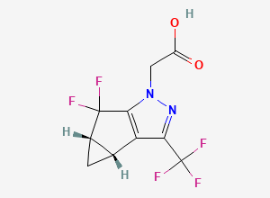 Two-dimensional chemical structure of 2-((3bR,4aS)-5,5-Difluoro-3-(trifluoromethyl)-3b,4,4a,5-tetrahydro-1H-cyclopropa[3,4]cyclopenta[1,2-c]pyrazol-1-yl)acetic acid