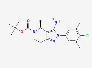 Two-dimensional chemical structure of 1,1-Dimethylethyl (4S)-3-amino-2-(4-chloro-3,5-dimethylphenyl)-2,4,6,7-tetrahydro-4-methyl-5H-pyrazolo[4,3-C]pyridine-5-carboxylate
