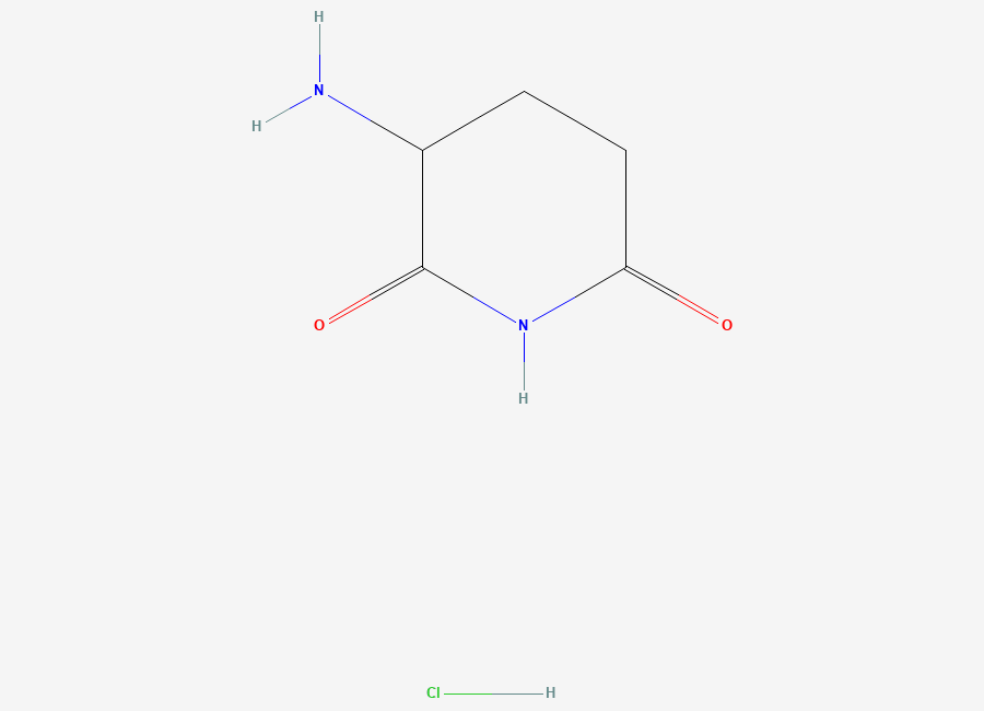 Two-dimensional chemical structure of 3-Aminopiperidine-2,6-dione Hydrochloride/ Lenalidomide Impurity A, CAS 24666-56-6