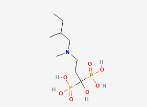 Two-dimensional chemical structure of (1-hydroxy-3-(methyl(2-methylbutyl)amino)propane-1,1-diyl)diphosphonic acid