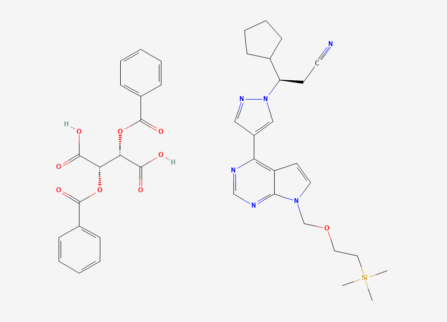 Two-dimensional chemical structure of Ruxolitinib Dibenzoyl SEM Pyrimidine Impurity