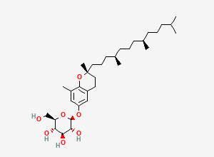 Two-dimensional chemical structure of (2R)-2,8-dimethyl-2-((4R,8R)-4,8,12-trimethyltridecyl)-3,4-dihydro-2H-1-benzopyran-6-yl-beta-D-Glucopyranoside