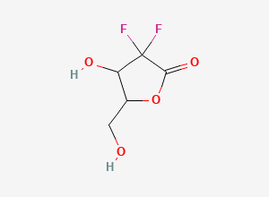 Two-dimensional chemical structure of 3,3-Difluoro-4-hydroxy-5-(hydroxymethyl)dihydrofuran-2(3H)-one, CAS 939760-77-7