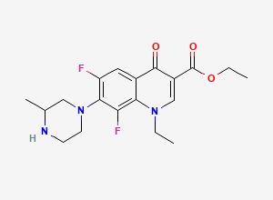 Two-dimensional chemical structure of ethyl 1-ethyl-6,8-difluoro-7-(3-methylpiperazin-1-yl)-4-oxoquinoline-3-carboxylate, CAS 98079-83-5
