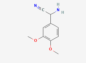 Two-dimensional chemical structure of 2-Amino-2-(3,4-dimethoxyphenyl)acetonitrile