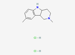 Two-dimensional chemical structure of 2,8-dimethyl-1H,2H,3H,4H,4aH,5H,9bH-pyrido[4,3-b]indole dihydrochloride