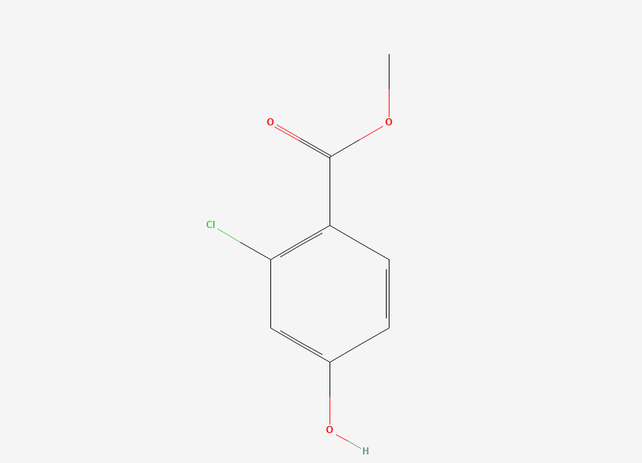 Two-dimensional chemical structure of 2-Chloro-4-hydroxy-benzoic acid methyl ester
