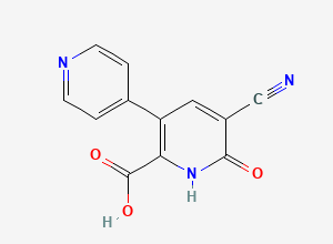 Two-dimensional chemical structure of 5-cyano-6-oxo-1, 6-dihydro-[3, 4'-bipyridine]-2-carboxylic acid, CAS 98293-81-3