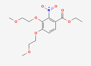 Two-dimensional chemical structure of Ethyl 3,4-bis(2-methoxyethoxy)-2-nitrobenzoate, CAS 2732925-07-2