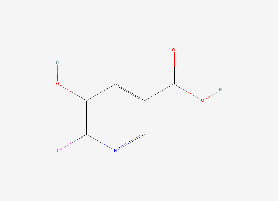 Two-dimensional chemical structure of 5-Hydroxy-6-iodopyridine-3-carboxylic acid