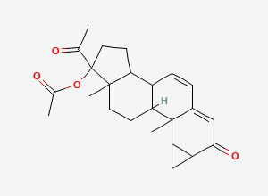 Two-dimensional chemical structure of (15-Acetyl-2,16-dimethyl-6-oxo-15-pentacyclo[9.7.0.02,8.03,5.012,16]octadeca-7,9-dienyl) acetate