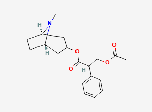 Two-dimensional chemical structure of [(1S,5R)-8-methyl-8-azabicyclo[3.2.1]octan-3-yl] 3-acetyloxy-2-phenylpropanoate