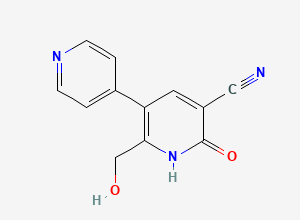 Two-dimensional chemical structure of 1,6-Dihydro-2-(hydroxymethyl)-6-oxo-[3,4'-bipyridine]-5-carbonitrile, CAS 99462-32-5