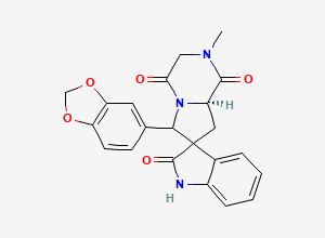 Two-dimensional chemical structure of (8a'R)-6'-(Benzo[d][1,3]dioxol-5-yl)-2'-methyl-2',3',8',8a'-tetrahydro-6'H-spiro[indoline-3,7'-pyrrolo[1,2-a]pyrazine]-1',2,4'-trione