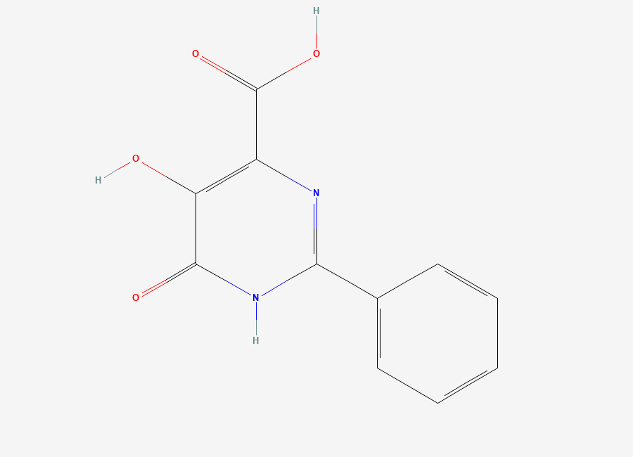 Two-dimensional chemical structure of 5-Hydroxy-6-oxo-2-phenyl-3,6-dihydropyrimidine-4-carboxylic acid