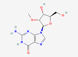 Two-dimensional chemical structure of 2'-O-Methylguanosine